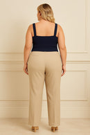 Top Canelado Preto Plus Size com Alça Larga e Decote Quadrado