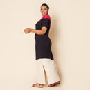 Vestido Longo de Malha Pink Plus Size Colorido