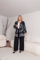 Kimono Cardigan Plus Size Preto com Estampa Elegante – Moda do 44 ao 54