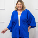 Cardigan Kimono Feminino de Viscolinho  Chic Azul
