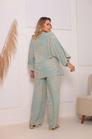Conjunto Plus size Chic Calça e Kimono elegante