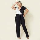 Macacão Feminino de Malha preto e branco Plus Size