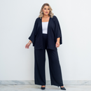 Conjunto Feminino Plus Size e Midsize Kimono com Calça semi pantalona Preta – Elegância e Conforto