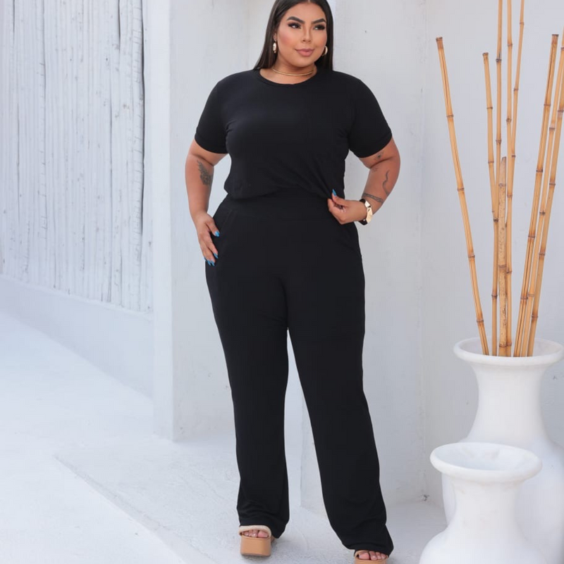 Conjunto Plus size Chic Calça e Blusa Fatima