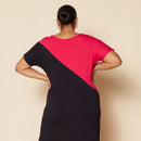 Vestido Longo de Malha Pink Plus Size Colorido