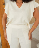 Conjunto plus size chic calça e blusa em malha que não marca