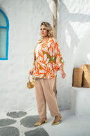 Kimono plus size tamanho grande em viscose estampada