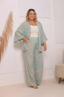 Conjunto Plus size Chic Calça e Kimono elegante