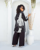 Conjunto plus size chic calça alfaiataria e kimono alongado