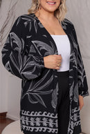 Kimono Cardigan Plus Size Preto com Estampa Elegante – Moda do 44 ao 54