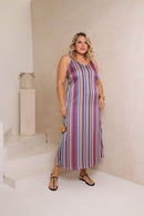 Vestido longo listrado Chic Feminino Bruna