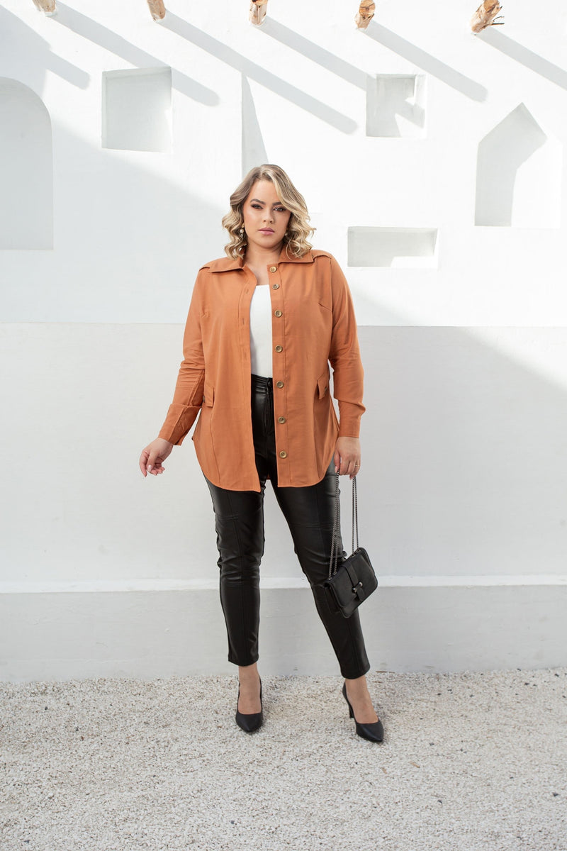 Camisa Parka tamanhos grandes plus size feminina manga longa