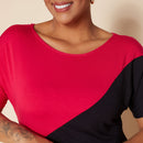 Vestido Longo de Malha Pink Plus Size Colorido