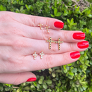 Kit Brinco Feminino de Cruz com Zircônias – Dourado, Pequeno e Médio | Acessório Religioso e Elegante