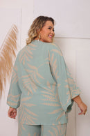 Conjunto Plus size Chic Calça e Kimono elegante