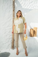 Camisa plus size estampada em viscose elegante