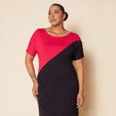 Vestido Longo de Malha Pink Plus Size Colorido