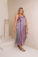 Vestido longo listrado Chic Feminino Bruna