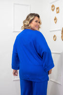Cardigan Kimono Feminino de Viscolinho  Chic Azul
