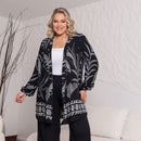 Kimono Cardigan Plus Size Preto com Estampa Elegante – Moda do 44 ao 54