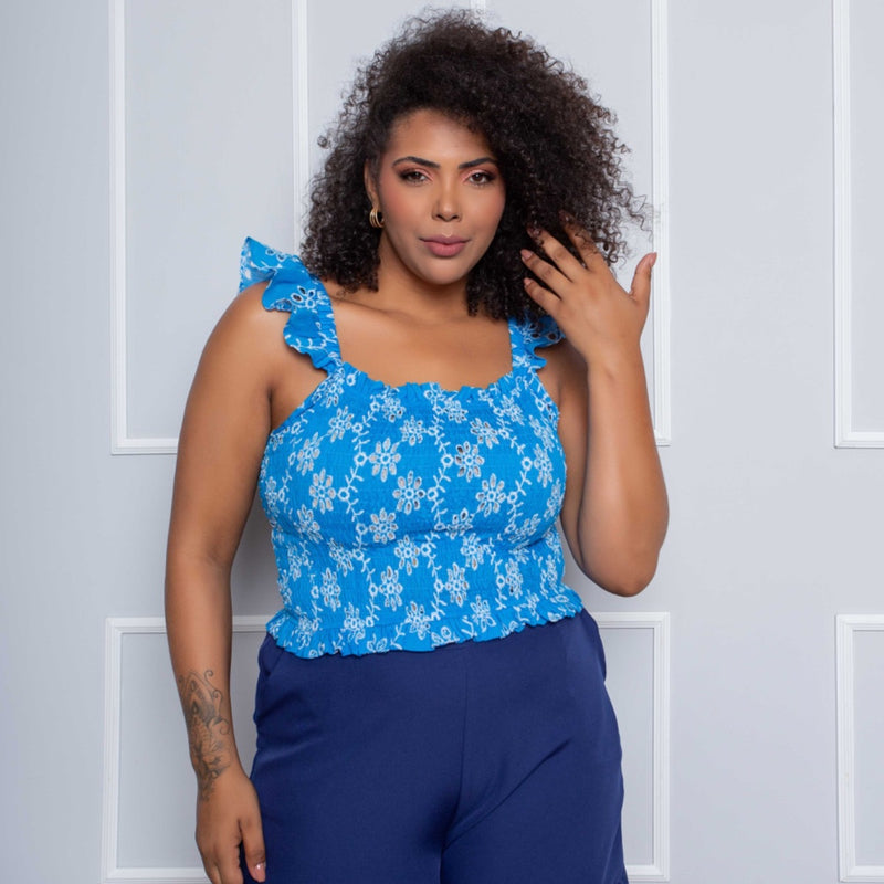 Cropped Plus Size de Laíse Azul Royal claro