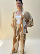 Conjunto Plus size Chic  Calça e Kimono Caramelo