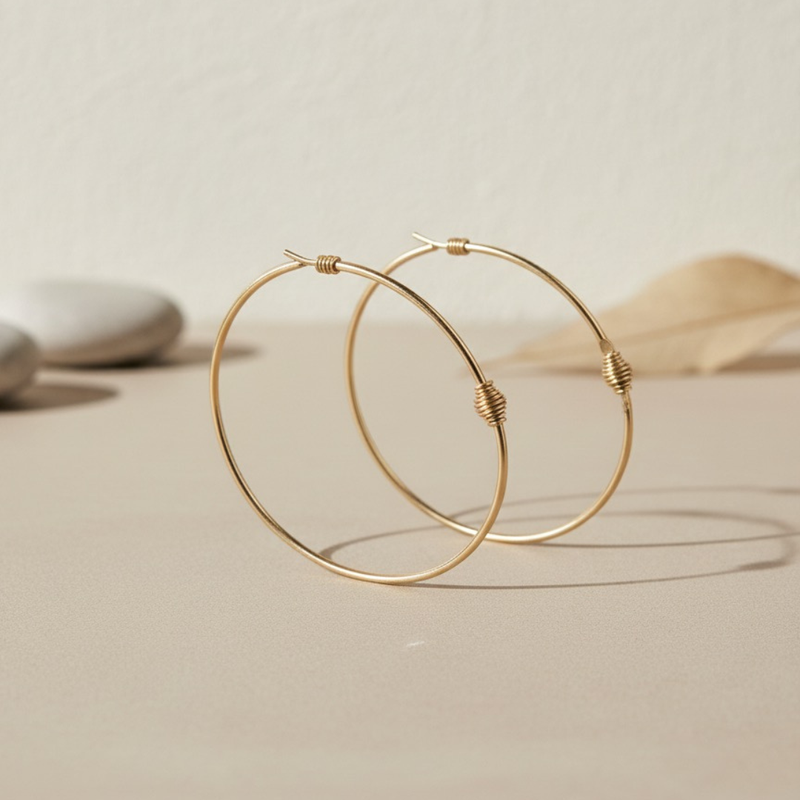 Argola Dourada Fina com Detalhe Torcido – Elegância Minimalista