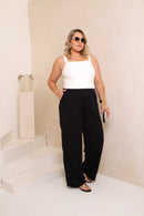 Calça alfaiataria plus size preta chic