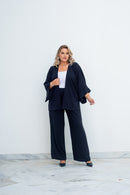 Conjunto Feminino Plus Size e Midsize Kimono com Calça semi pantalona Preta – Elegância e Conforto