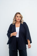 Conjunto Feminino Plus Size e Midsize Kimono com Calça semi pantalona Preta – Elegância e Conforto