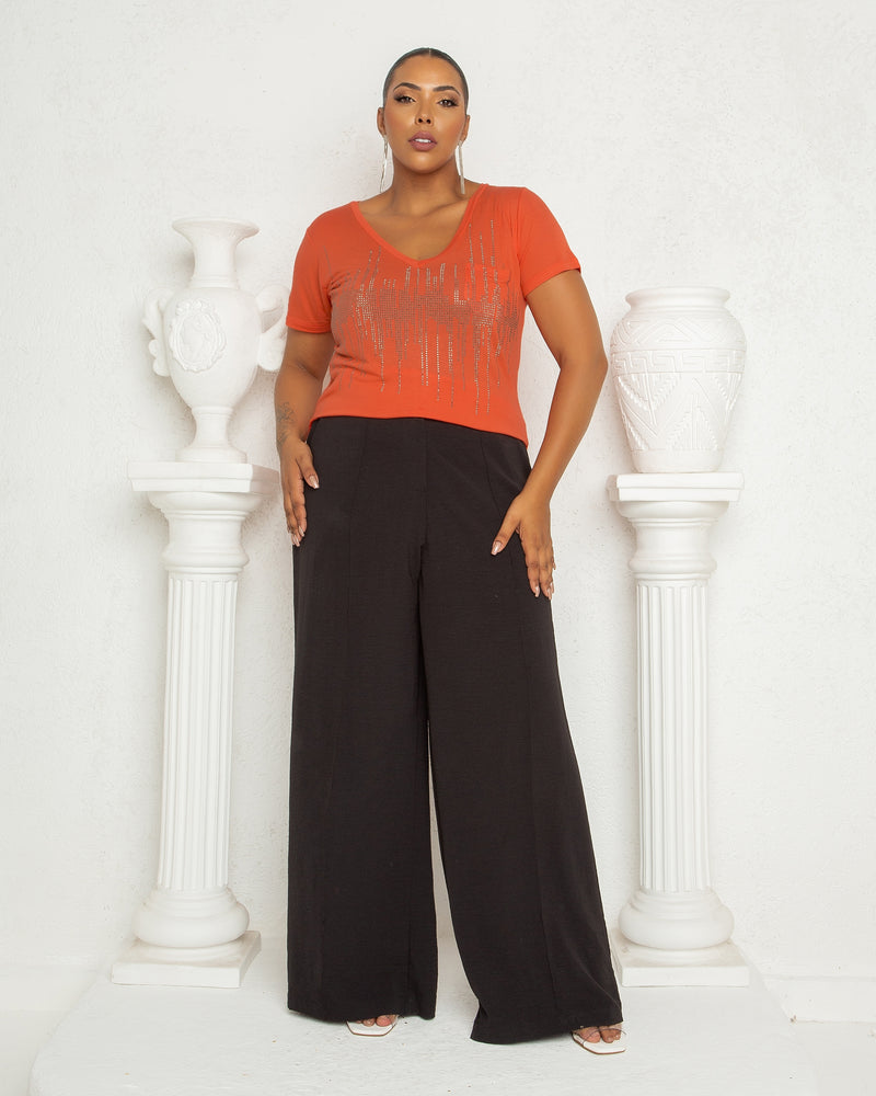 Blusa feminina plus size em malha com brilho