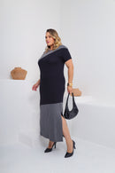 Vestido longo plus size de malha em viscolycra que não marca