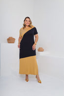 Vestido longo plus size em viscolycra com brilho