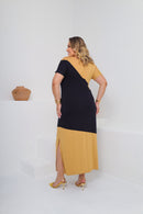 Vestido longo plus size em viscolycra com brilho