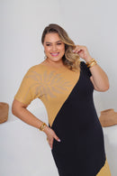 Vestido longo plus size em viscolycra com brilho