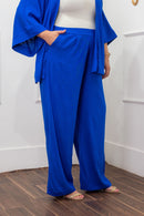 Conjunto Plus size Chic Calça e Kimono Azul elegante