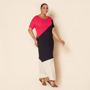 Vestido Longo de Malha Pink Plus Size Colorido