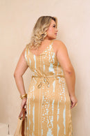 Vestido longo dourado Chic Feminino Mariana