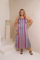 Vestido longo listrado Chic Feminino Bruna