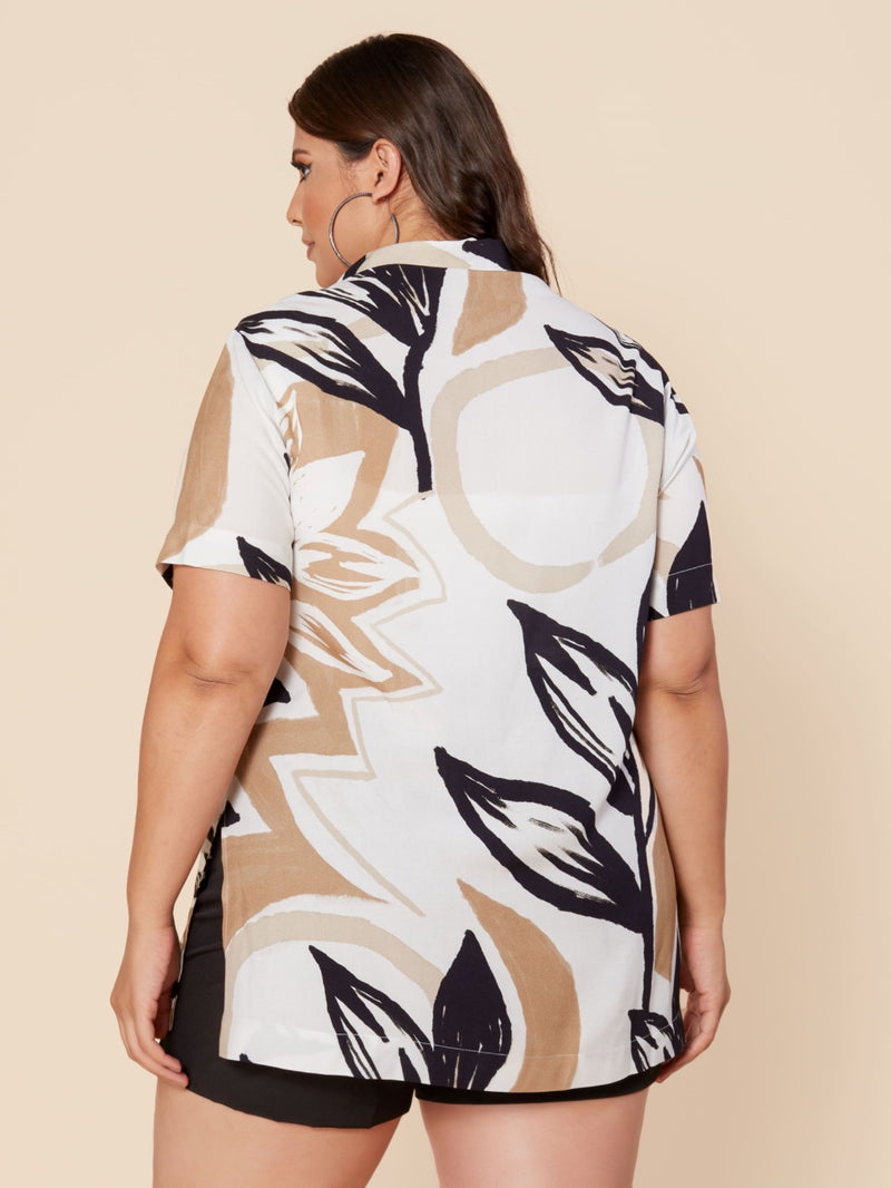 Camisa estampada plus size feminino