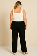 Top Canelado Off-White Plus Size com Alça Larga e Decote Quadrado