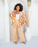 Calça alfaiataria feminina plus size lisa na cor bege