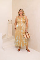 Vestido longo dourado Chic Feminino Mariana