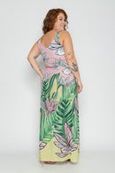 Vestido plus size longo estampado