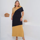 Vestido longo plus size em viscolycra com brilho
