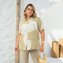 Camisa plus size estampada em viscose elegante