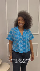 Camisa Cropped Laíse Plus size Azul Royal Claro